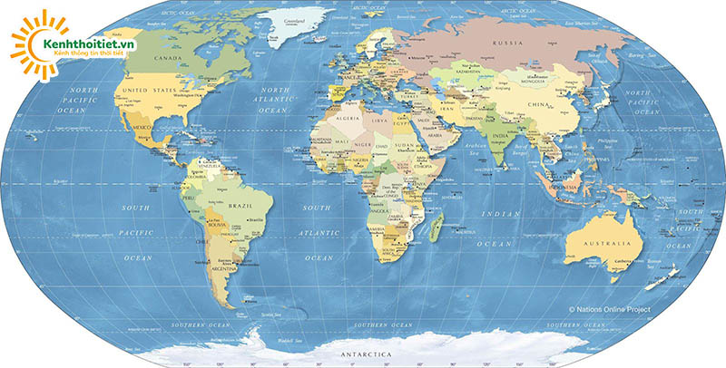 Bản đồ các quốc gia trên thế giới và đại dương