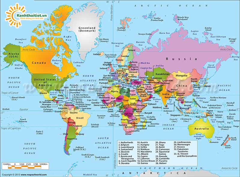 Bản đồ thế giới khổ lớn 2023