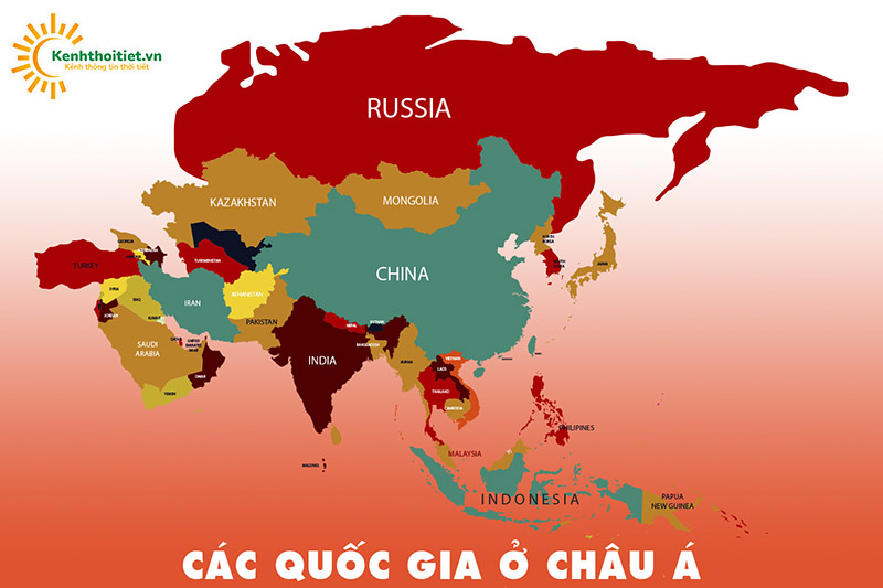 Các quốc gia châu Á trên bản đồ thế giới