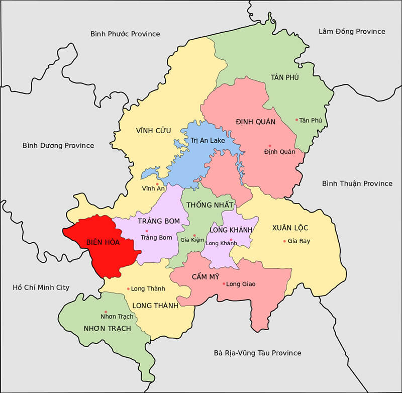 Vị trí địa lý của tỉnh Đồng Nai
