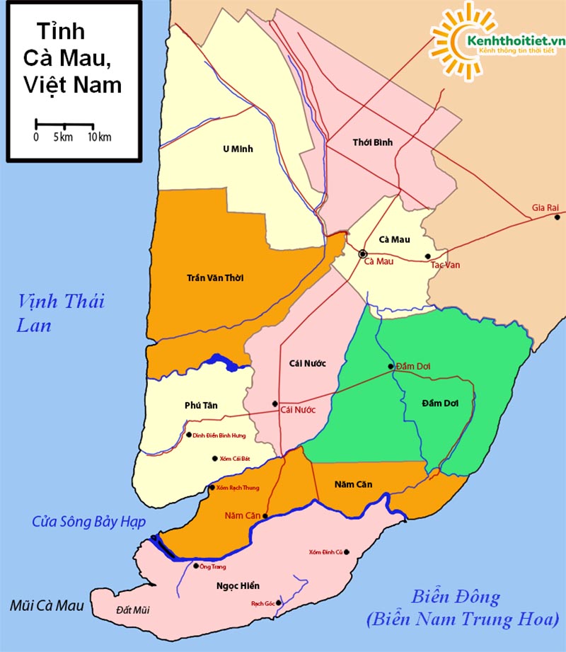 Vị trí địa lý tỉnh Cà Mau